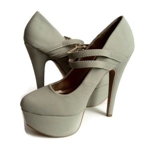 Gray High Heels Platform Pumps New